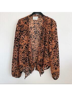 Which We Want Sheer Textured Leopard Cardigan Size Small